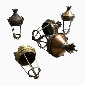 Copper and Brass City of Paris Lanterns, 1970s, Set of 5-LA-1359769