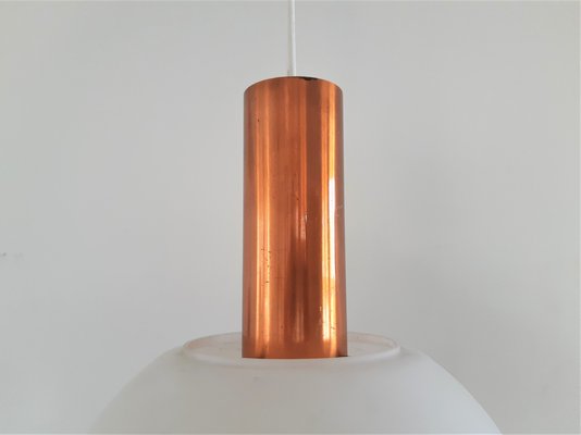 Copper and Glass Pendant Lamps from Hiemstra Evolux, 1960s, Set of 2-NV-1014579