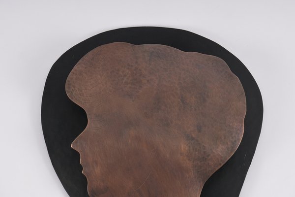 Copper and Metal Womans Head Wall Lamp, 1960s-KQB-1452659