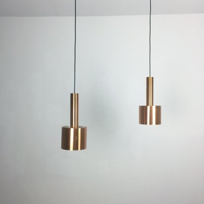 Copper Club Hanging Light by Jo Hammerborg for Fog & Mørup, Denmark, 1963, Set of 2-QZ-1153034