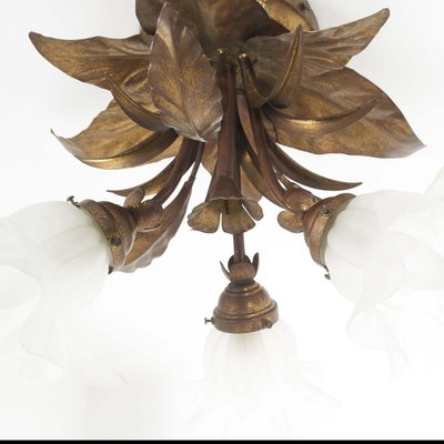 Copper & Murano Glass Ceiling Lamp from Liberty, 1930s-NJV-857242