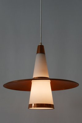 Copper & Opaline Glass Sputnik Ceiling Lamp, 1950s-WPT-568030