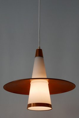 Copper & Opaline Glass Sputnik Ceiling Lamp, 1950s-WPT-568030