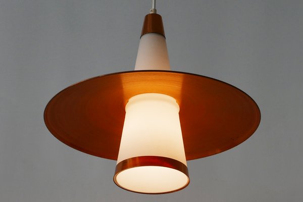 Copper & Opaline Glass Sputnik Ceiling Lamp, 1950s-WPT-568030