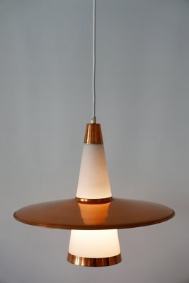 Copper & Opaline Glass Sputnik Ceiling Lamp, 1950s-WPT-568030