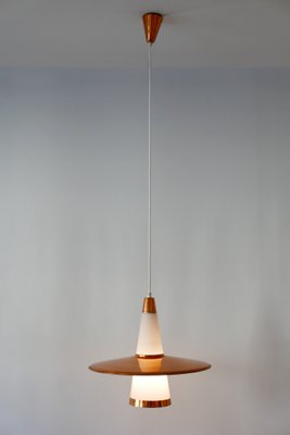 Copper & Opaline Glass Sputnik Ceiling Lamp, 1950s-WPT-568030