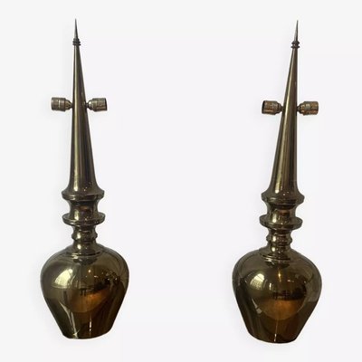 Copper-Plated Metal Table Lamps 1980s, Set of 2-JG-1761035