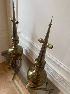 Copper-Plated Metal Table Lamps 1980s, Set of 2-JG-1761035