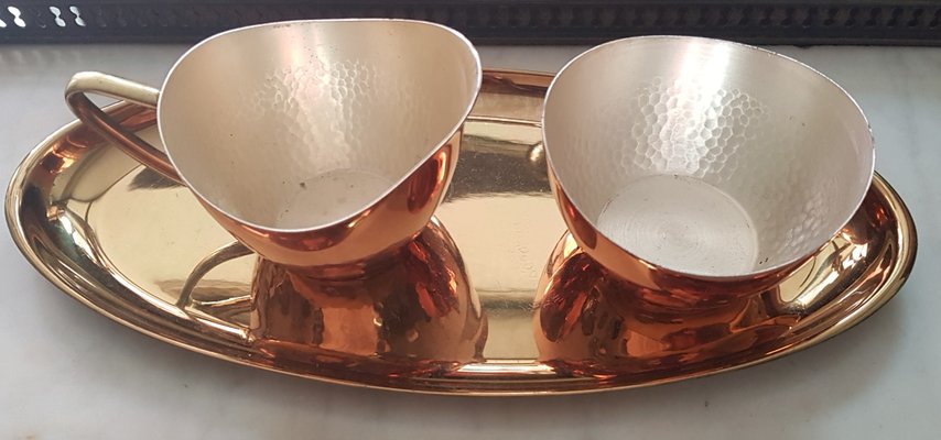 Copper Sugar and Cream Container Set, 1960s, Set of 3-QDP-844020