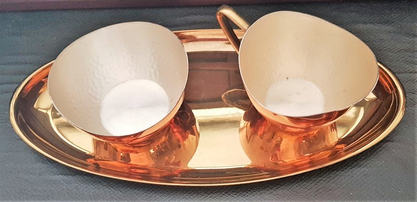 Copper Sugar and Cream Container Set, 1960s, Set of 3-QDP-844020