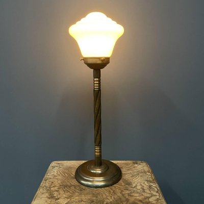 Copper Table Lamp with Glass Shade-NPL-1798486