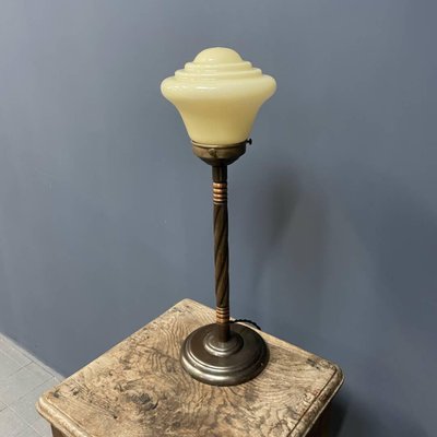 Copper Table Lamp with Glass Shade-NPL-1798486