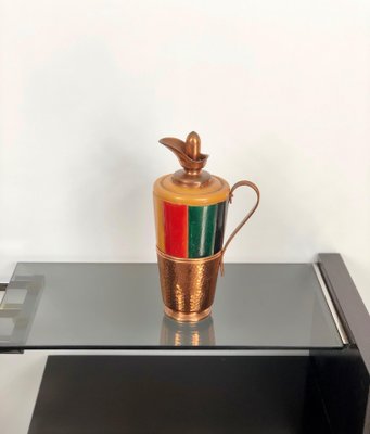 Copper & Wood Thermos Decanter Pitcher by Aldo Tura for Macabo, Italy, 1950s-LYQ-1171758