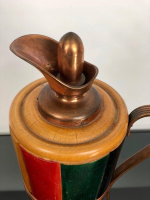 Copper & Wood Thermos Decanter Pitcher by Aldo Tura for Macabo, Italy, 1950s-LYQ-1171758