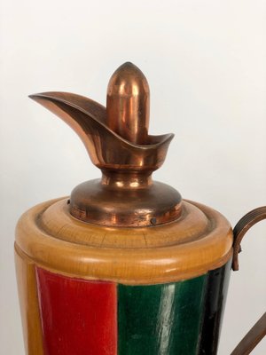 Copper & Wood Thermos Decanter Pitcher by Aldo Tura for Macabo, Italy, 1950s-LYQ-1171758