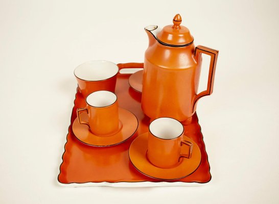 Coral Mocha Set in the Style of Dorothy Draper from Carlsbad, 1930s, Set of 9-BAF-763558