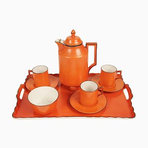 Coral Mocha Set in the Style of Dorothy Draper from Carlsbad, 1930s, Set of 9-BAF-763558