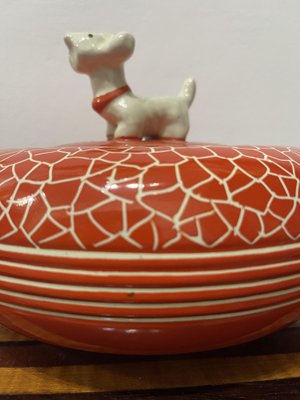 Coral Red Ceramic Box from Zulimo Arezzo of Perugia, Italy, 1940s-EH-1703446