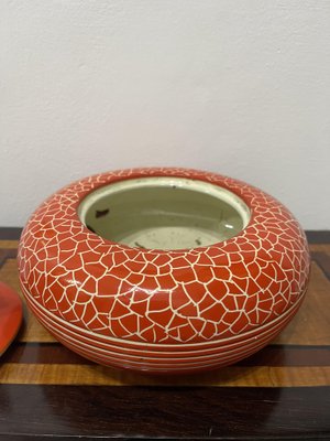 Coral Red Ceramic Box from Zulimo Arezzo of Perugia, Italy, 1940s-EH-1703446