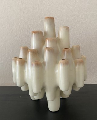 Coral-Shaped Italian Sculptural Beige Ceramic Vase attributed to Bertoncello, 1960s-JO-1746831