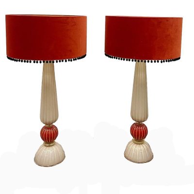 Cordonato D'Oro Table Lamps in Murano Glass from Barovier & Toso, 1980s, Set of 2-UCH-1803459