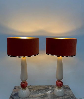 Cordonato D'Oro Table Lamps in Murano Glass from Barovier & Toso, 1980s, Set of 2-UCH-1803459