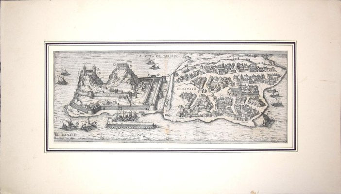 Corfu, Big Antique Map from ''Civitates Orbis Terrarum'' - 1572-1617 1572-1617-ZCI-758830