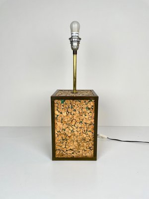 Cork & Brass Table Lamp, Italy, 1970s-LYQ-1171508