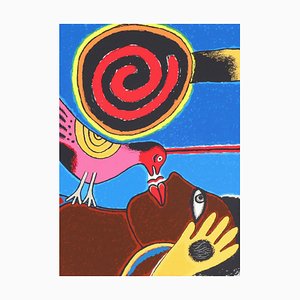 Corneille, Composition with Woman and Bird, 2002, Lithograph-MTD-1399954