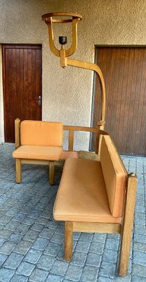 Corner Bench and Incorporated Floor Lamp attributed to Guillerme Et Chambron-DY-1812089