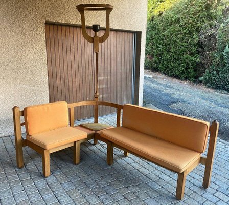 Corner Bench and Incorporated Floor Lamp attributed to Guillerme Et Chambron-DY-1812089