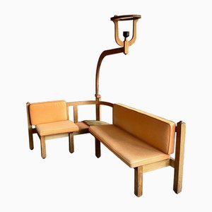 Corner Bench and Incorporated Floor Lamp attributed to Guillerme Et Chambron-DY-1812089