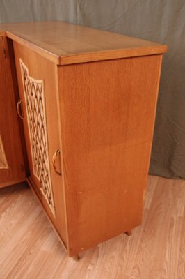 Corner Cabinet in Wood and Rattan, 1960s-KMQ-974580