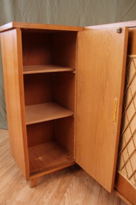 Corner Cabinet in Wood and Rattan, 1960s-KMQ-974580