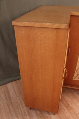 Corner Cabinet in Wood and Rattan, 1960s-KMQ-974580