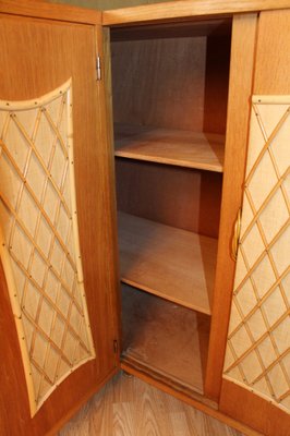 Corner Cabinet in Wood and Rattan, 1960s-KMQ-974580