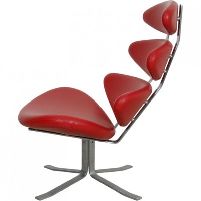 Corona Chair in Red Leather by Erik Jørgensen-MTD-2028745