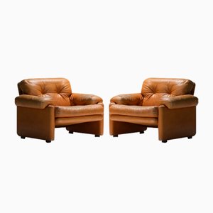 Coronado Chairs in Cognac Leather by Afra & Tobia Scarpa for B&b Italia, Set of 2-ZXL-1726353