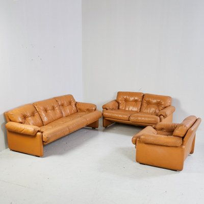 Coronado Leather Sofa Set, 1960s, Set of 3-CI-878441