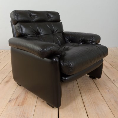 Coronado Lounge Armchair in Black Leather by Tobia Scarpa for C&B Italia, 1960s-UE-1410796