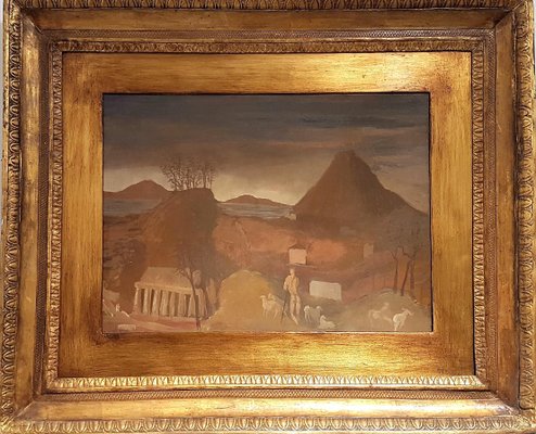 Corrado Cagli, Landscape, Original Oil on Cardboard, 1932-ZCI-1378862