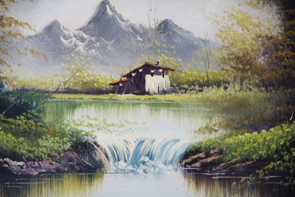 Cottage at the Foot of the Mountain, Oil on Canvas-ZYI-1339195