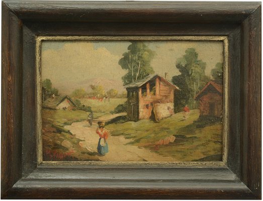 Country Scene, Italian Painting, 2006, Oil on Board, Framed-YUW-1312112