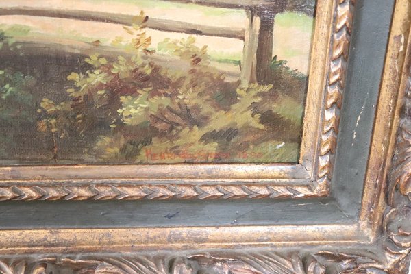 Country Town Landscape, 1890, Oil Painting on Canvas, Framed, Set of 2-DCO-2016103