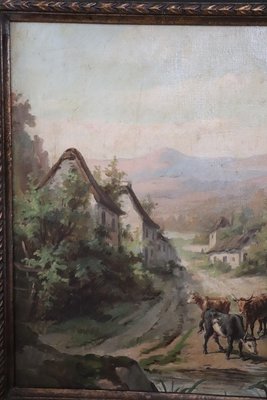 Country Town Landscape, 1890, Oil Painting on Canvas, Framed, Set of 2-DCO-2016103