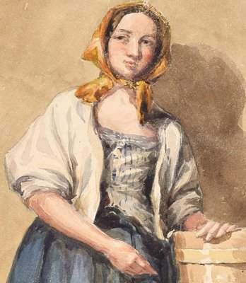 Country Woman -Original Ink and Watercolor by A. Aglio - Early 19th Century Early 19th Century-ZCI-757330