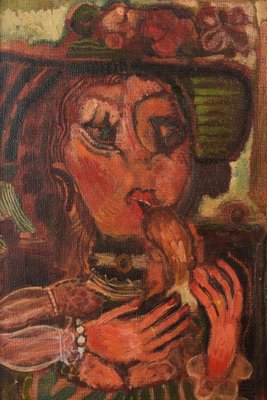 Couple Having Lunch, 1972, Oil on Canvas, Framed-AOI-1360116