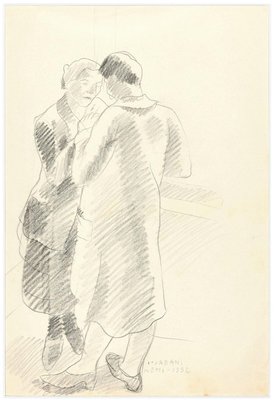 Couple of Lovers - Original Pencil Drawing by Ildebrando Urbani 1950 ca.-ZCI-758774