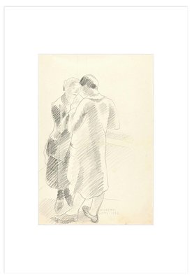 Couple of Lovers - Original Pencil Drawing by Ildebrando Urbani 1950 ca.-ZCI-758774