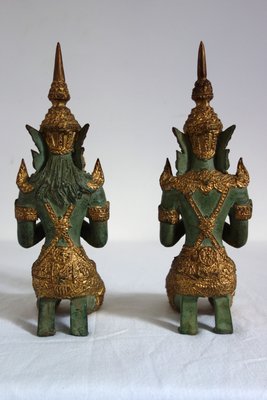 Couple of Thephanom Statues in Gilded Bronze, Thailand, 1940s, Set of 2-XTZ-2026992